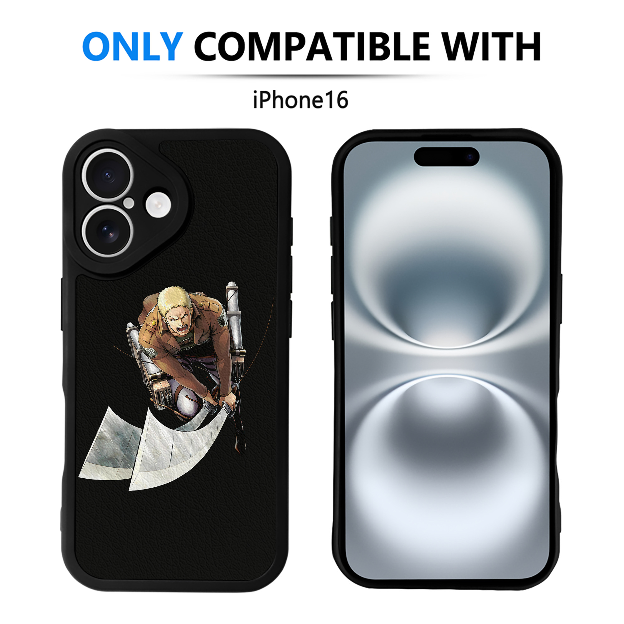 （画像用） 進撃の巨人 ライナー・ブラウン Attack on Titan Reiner Braun 【iPhone 16シリーズ対応】シリコンスマホケース（レザー調） 材質：シリコン